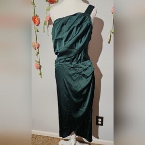 NWT PrettyLittleThing Corset Draped Neck Satin Dress Plus Size 24